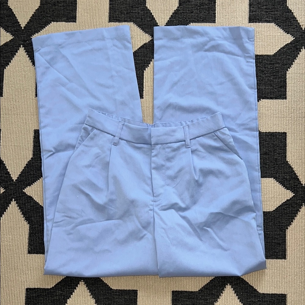 H&M Baby Blue Wide Leg Trouser Pants
